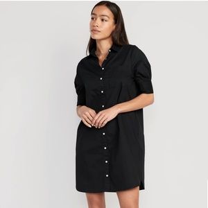 Old Navy Black Button-Front Shirt Dress